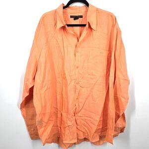 Workers for Freedom Mens SZ XXL Coral Orange Button Collared Career Linen Shirt